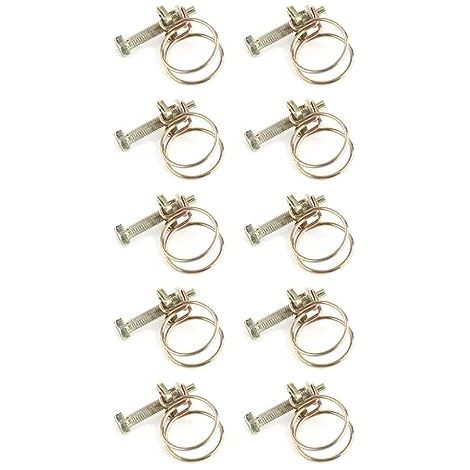 Jeu de Colliers Serrage Réglables pour Tuyau D'eau à Double Fil, zingué la Fixation Plomberie, 10 Pièces, Attaches Clamp/Holder Tube (19 mm (16-19)) - (1/4)