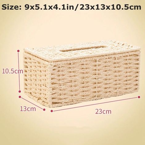 Taschentuchbox/Stofftaschentuchbox, ideal für Zuhause, Auto, Büro und Hotel – Beige, 23 x 13 x 10,5 cm