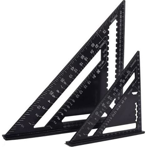 Multifunktionaler Zimmermannswinkel (18 cm und 30 cm), Dreieckswinkel aus Aluminium, Markierungslehre, Winkelmesser (45°/90°) / Schreinerwerkzeug / Markierungs- und Führungswerkzeug für die Holzbearbe (1/5)