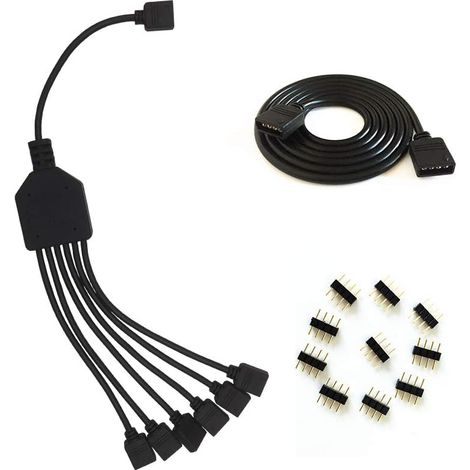Câble répartiteur LED 4 broches en Y - Câble répartiteur RVB - Connecteur pour 6 bandes LED SMD 5050 3528 RVB - 30 cm (1/5)