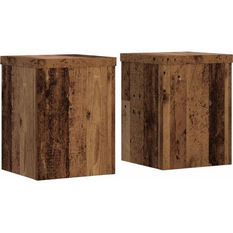 Soportes para plantas muebles para flores juego de 2 madera recuperada madera de ingeniería marrón 020045380