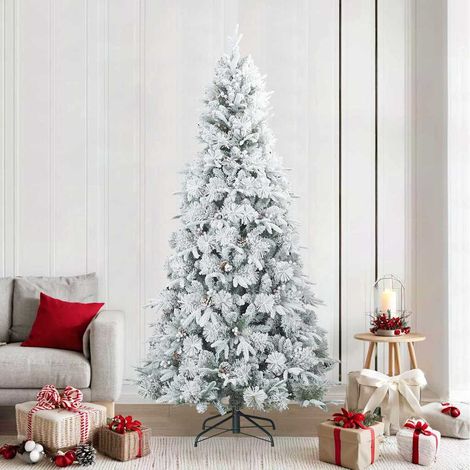 Künstlicher Scharnier-Weihnachtsbaum schneebedeckt Weiß 240 cm