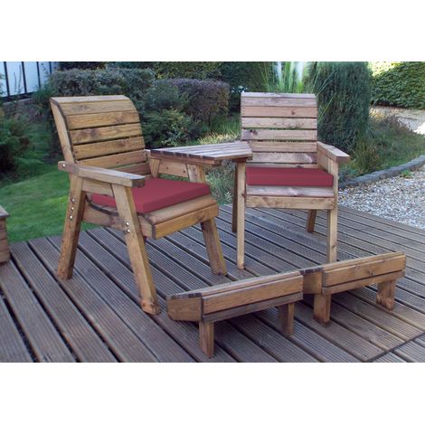 Deluxe Lounger Set Angled with Cushions - W160 x D90 x H98 - Fully Assembled - Burgundy