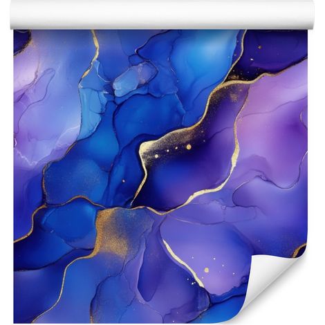 Papier peint bleu encre et violet, fond bleu pour salon et chambre 50x1000 (1/5)