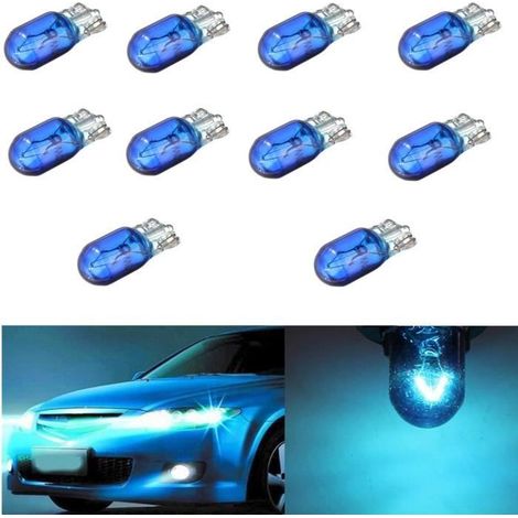10 x T10 W5W 168 Auto Véhicule Incandescence Ampoule Voiture Lampe Bleu Lumière DC12V 5W (1/4)