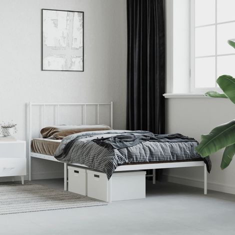 Estructura cama sin colchón con cabecero metal blanco 75x190 cm vidaXL (1/5)