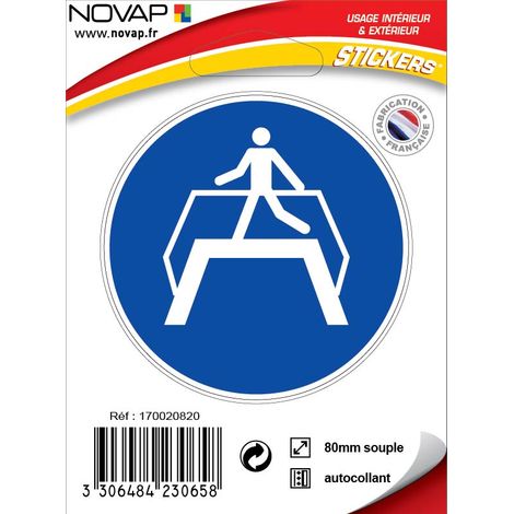 Panneau Utiliser la passerelle obligatoire - Vinyle adhésif Ø80mm - 4230658