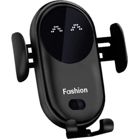 Chargeur support téléphone de voiture sans fil à induction infrarouge intelligent - Noir (1/4)