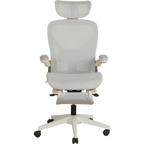 Ergonomischer klappbarer Bürostuhl grau mit 3D-Kopfstütze und Fußstütze (1/5)
