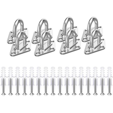 Ösenplatte aus Edelstahl M5, 8-teiliges, rautenförmiges, robustes Deckenhaken-Set, Marine-Ankerhaken mit Schrauben