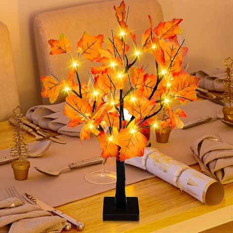 24 Zoll herbstbeleuchteter Ahornbaum, 48 LED-Lichter, dekorativer Tisch-Weihnachtsbaum, DIY batteriebetriebener künstlicher Tannenbaum (1/5)