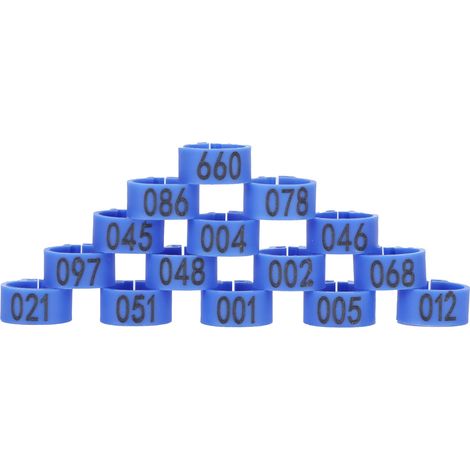100 Vogelbeinringe 10 mm, nummeriert 001-100 zur Taubenkennzeichnung, blaue Geflügelclips (1/5)