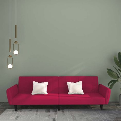 Schlafsofa 2-Sitzer Weinrot Samt