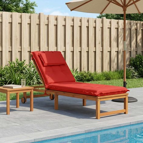 vidaXL Coussin de transat GEMERT 100 % polyester Rouge 190 x 50 x 9 cm (1/5)