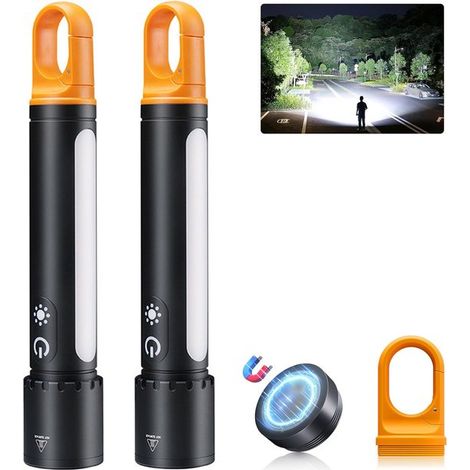 Lampada LED in 2 pezzi - 1500 lumen - 3500 mAh - 200 m - 9 modalità - impermeabile IPX4 - per campeggio, canyoning, pesca (1/5)