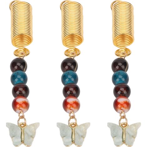 10 pendentifs à ressort pour dreadlocks en alliage, perles papillon, style vintage, pour tresses DIY, bijoux de cheveux type 3 (1/5)
