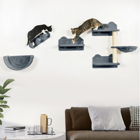 Parete tiragraffi per gatti 40x28x73 cm in legno grigio, risparmia spazio in casa FloraGrace (1/5)