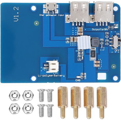 USV-Netzteil-Erweiterungsplatine für Raspberry Pi 3 mit zwei USB-Ausgängen und LiPo-Akku (1/5)