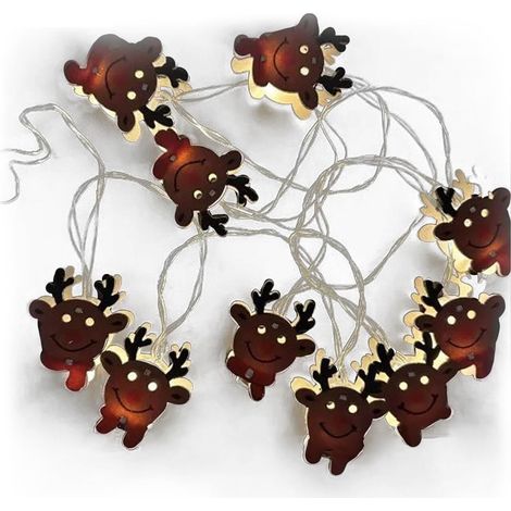 Guirlande lumineuse à piles 3AA, cerf suspendu en bois, lumière chaude, 1,5 m, idéale pour les décorations festives et les ambiances chaleureuses.