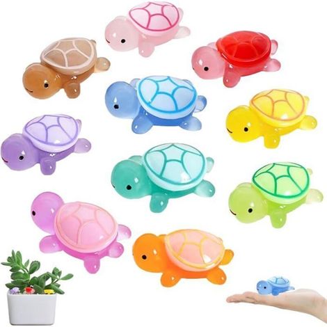 10 mini glowing resin turtles, perfect for potted plants and garden decor. (1/5)