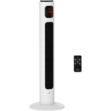 Ventilateur colonne avec télécommande, oscillation à 70°, 96 cm, 45 W, 3 modes, 3 vitesses, minuterie, blanc (1/5)