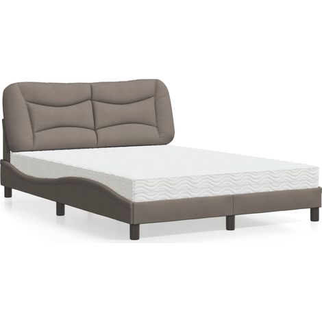 Bett mit Matratze "Hvar" Taupe 140x190 cm Stoff