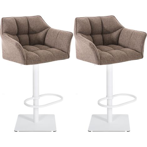 Set di 2 sgabelli da bar regolabili in PVC arancione con seduta imbottita e avvolgente e base quadrata in metallo bianco 100006840