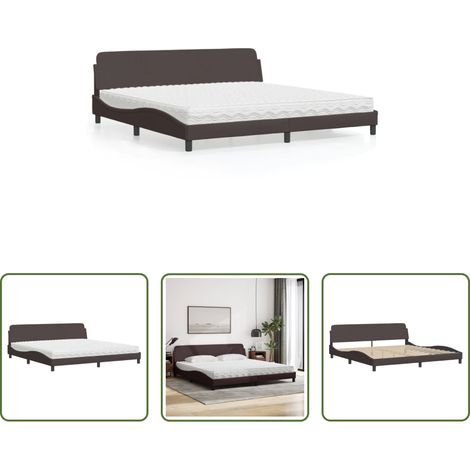 vidaXL Matratze - Bett mit Matratze "Dover" Dunkelbraun 200x200 cm Stoff (1/5)