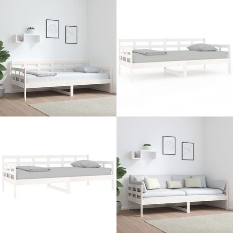 Lit de jour sans matelas blanc bois de pin massif 90x190 cm - Lit De Jour - Lit Invité - Canapé Lit - Lit Plateforme - Meuble Chambre - Home & Living (1/5)