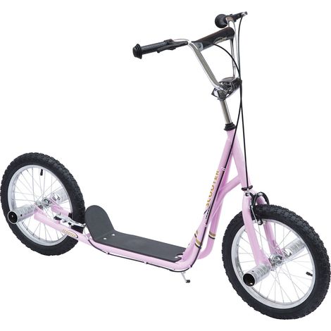 Trottinette patinette grandes roues pneumatiques 41 cm rose