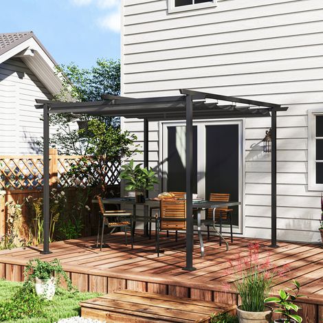 Pergola jardin 3x3m toit réglable cadre métallique protection UPF30+ porche patio, gris foncé