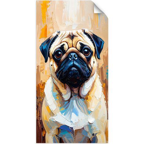 Selbstklebendes Poster – Wandsticker Mops Hund Tier beige 50x100 cm (1/3)