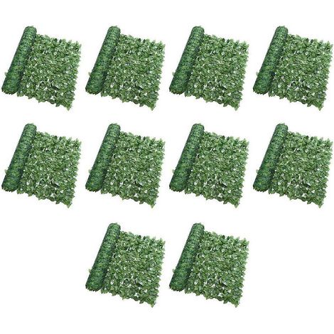 Lot de 10 panneaux de clôture artificielle à feuillage vert, brise-vue pour la décoration de votre maison, jardin et cour. (1/4)