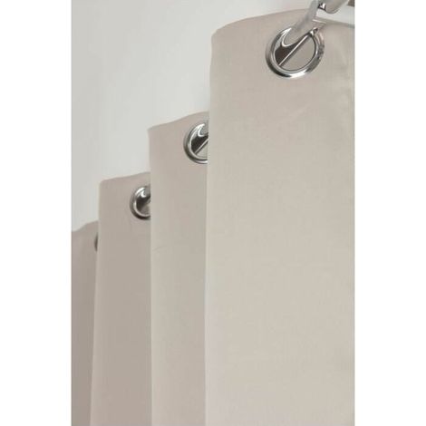 Rideau occultant 140 x 240 cm lourd à œillets – Tissu solide uni taupe clair – Pour fenêtres standard et grandes baies vitrées (1/4)