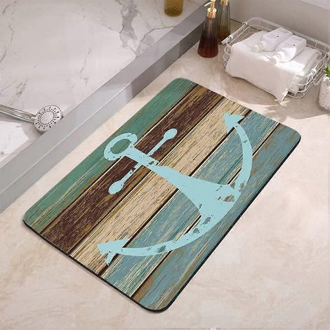 Tapis de bain 40 x 60 cm - Antidérapant - Lavable - Absorbant - Séchage rapide (Anchor) (1/5)