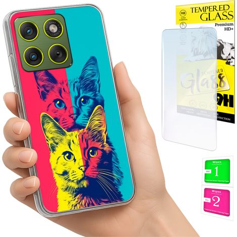 Funda para Motorola Edge 70 con foto, gráficos de gatos y cristal. (1/5)