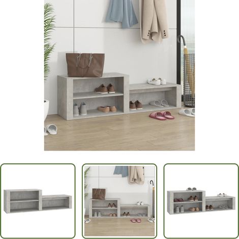 vidaXL Betonfarbe - Schuhschrank Betongrau 150x35x45 cm Holzwerkstoff (1/5)