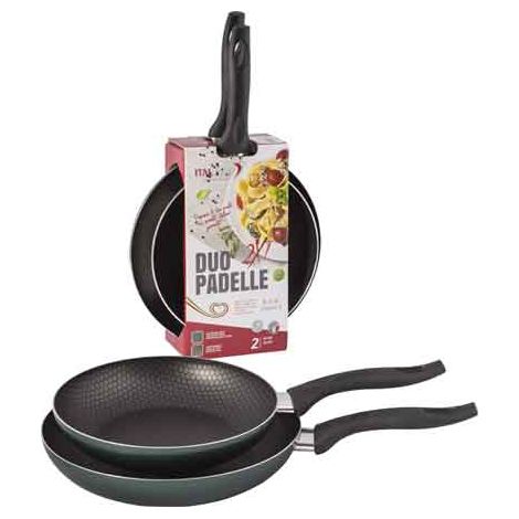 KIT PADELLE 'BLACK LINE' 28/24 cm - set 2 pezzi - PENTALUX