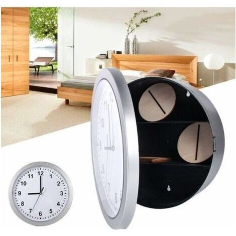 Horloge murale avec compartiment secret – manœuvre de tromperie – horloge murale secrète cachée – coffre-fort pour ranger argent, bijoux, objets de valeur et espèces (26 x 6,5 cm) (1/5)