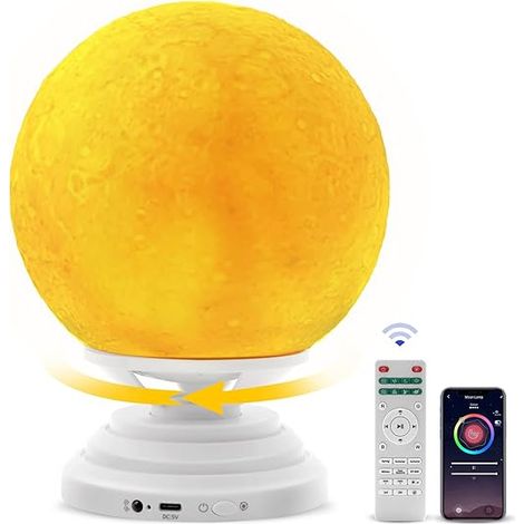 Lampe lune intelligente RGB avec rotation lente et sons d'ambiance apaisants, blanche (1/5)