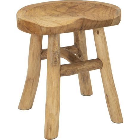 Sgabello Sel in teak riciclato con seduta concava, 40x32x42 cm