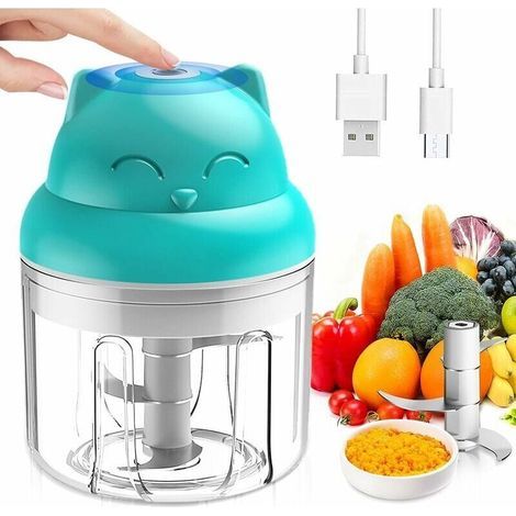 - Mini Hachoir Électrique Multi Moulinette, 250ml Mixer Blender Avec Design Acier inoxydable 3 Lames, Presse Ail Hachoir, Petit Mixeur Utilisation Facile et Rapide Pour Viande, Oigno, Herbes (1/4)