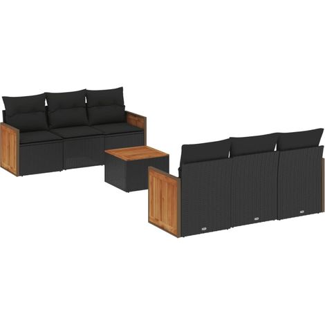 vidaXL Set Divani da Giardino con Cuscini 7pz Nero Polyrattan (1/5)