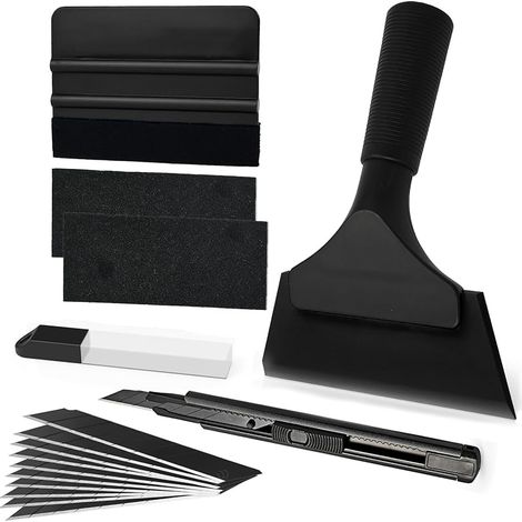 Film Teinte Vitre Voitures Ensemble D'outils, Emballage De Installer L'outil Fenêtre Teinte De Film, Comprend Raclette Feutrine, Cutter et Raclettes de Nettoyage, Noir (1/5)