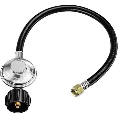 Régulateur de propane avec tuyau de 90 cm, régulateur de remplacement universel pour barbecue, raccord femelle évasé 3/8" pour bouteille de propane de 9 kg (1/5)