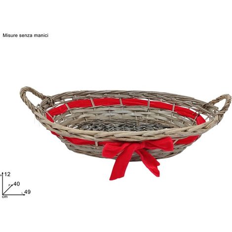 Cesta Regalo Decorativa Grigia con Fiocco Rosso 49 x 40 cm (1/2)