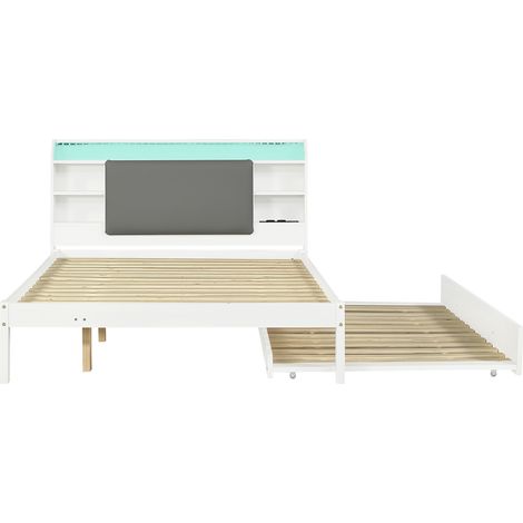 GagaLit en bois 120x200 cm avec lit gigogne 90x190 cm blanc (1/5)