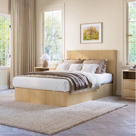 Cama abatible con canapé 140x200 cm en MDF y metal, roble claro FloraGrace (1/5)