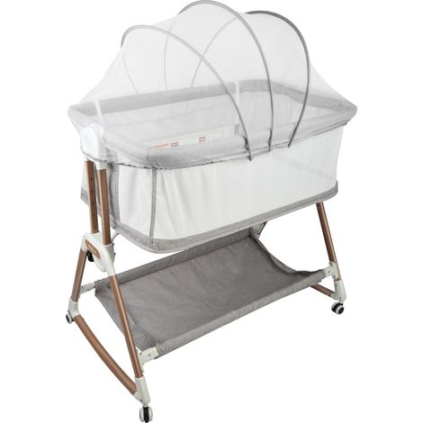Haloyo® Lit Bébé Berceau, Berceau Roulette Reglable en 6 Hauteurs, pour 0-6 Mois, Charge Max 15kg, 906090-115cm, gris (1/5)