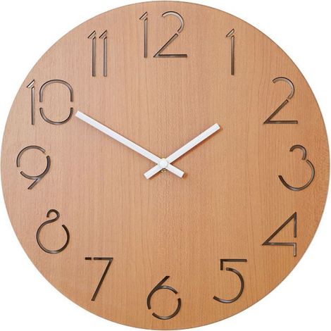 Horloge Murale Vintage en Bois pour Salon, Cuisine, Bureau et Chambre à Coucher--Couleur du bois (1/2)